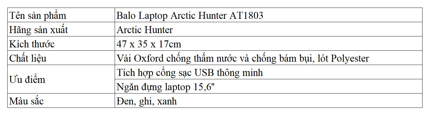 Balo Laptop Arctic Hunter AT1803