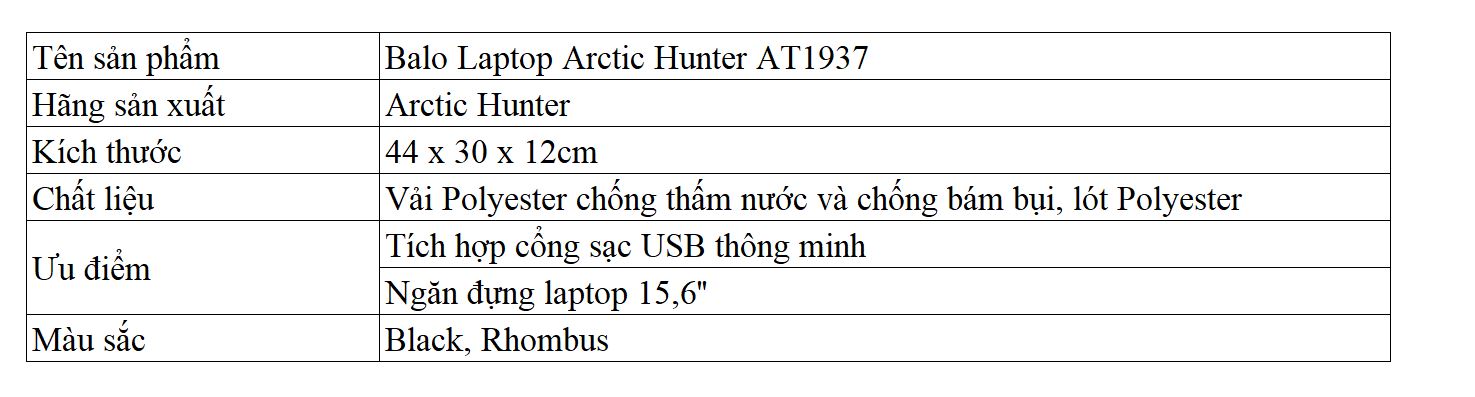 Balo Laptop Arctic Hunter AT1937